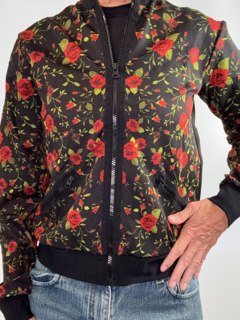 🌹 Ultracor Rose Print Bomber Jacket - Size S